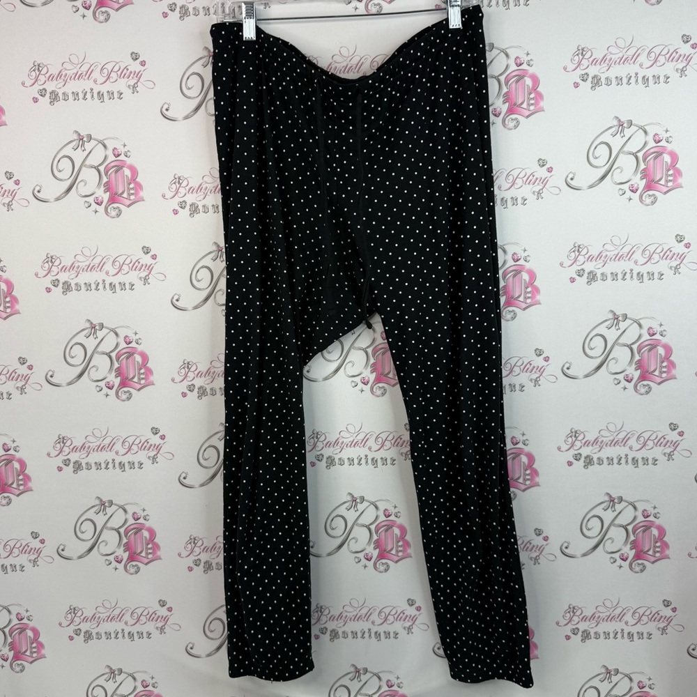 La Vie En Rose pan, loungewear, polkadot dotted, tie up, Black and White
